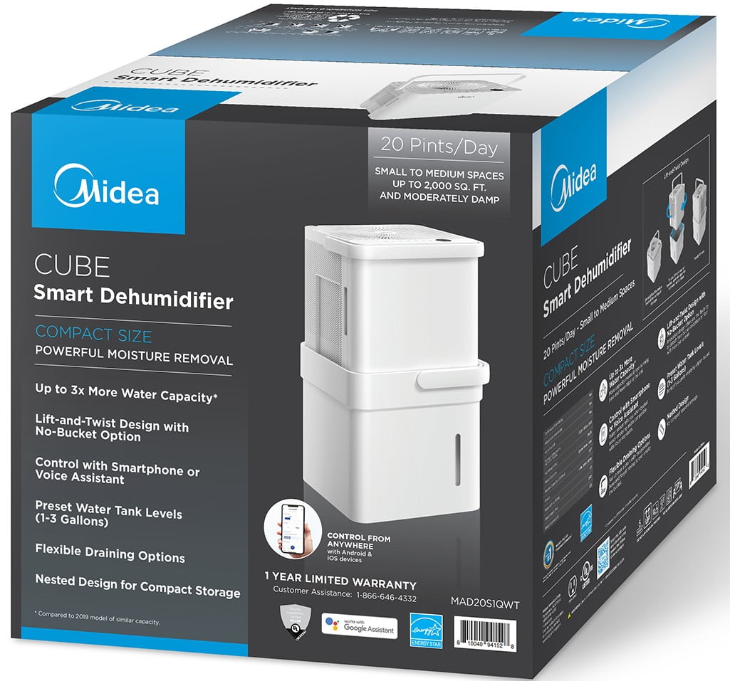 Midea Cube 20-Pint Smart WiFi Dehumidifier, Coverage up to 2,000 sq. ft.
