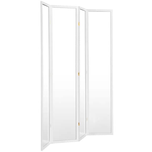 7 ft. Tall Clear Plastic Partition White 4 Panel