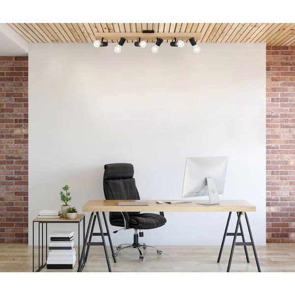 Kingswood 37.80 in. Wood/Black Incandescent Track Lighting Kit