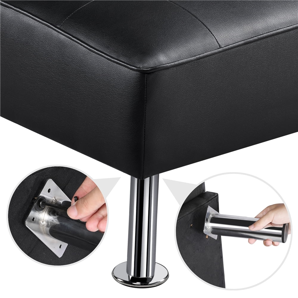 Easyfashion Convertible Faux Leather Futon Sofa Bed, Black