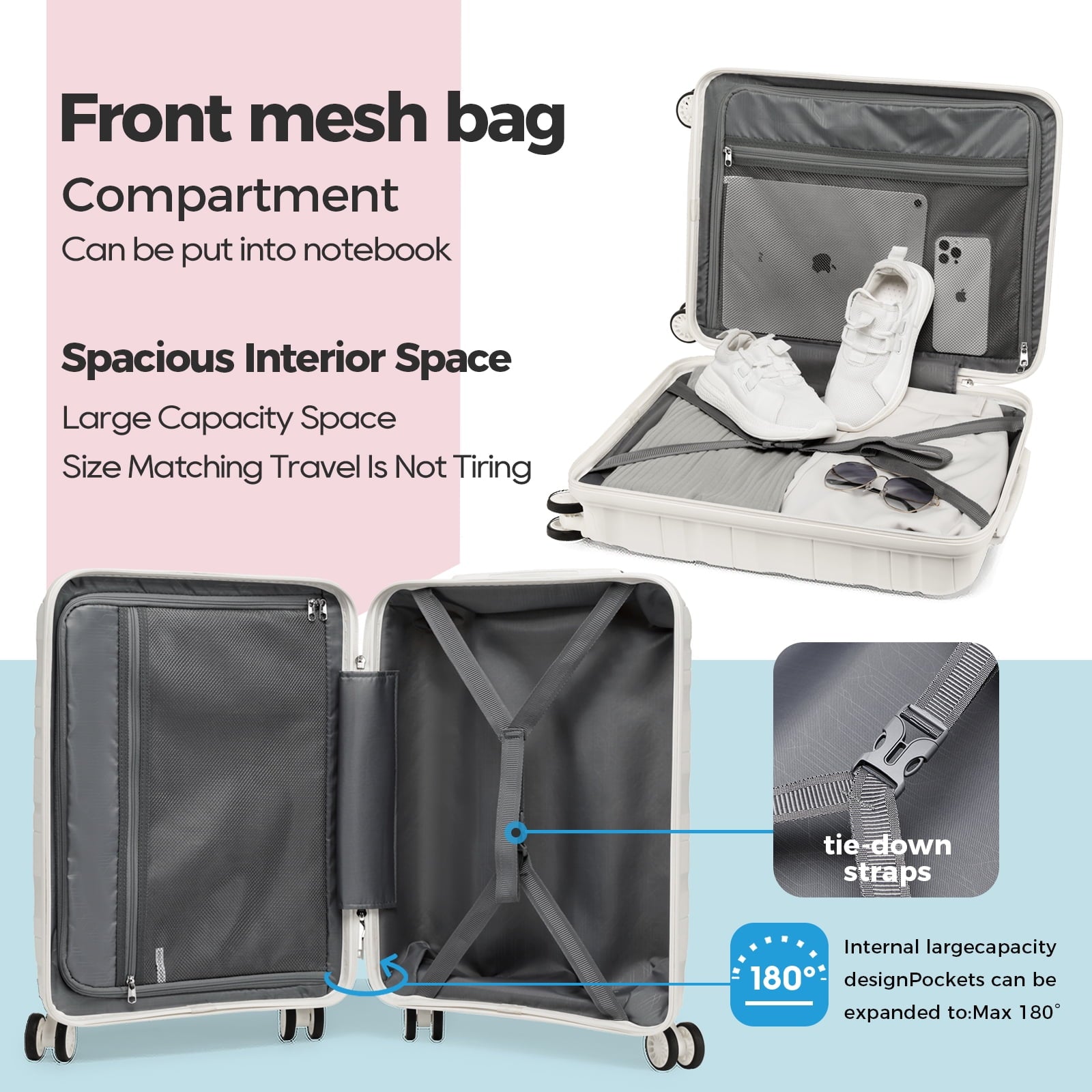 Melalenia Luggage Set , Expandable Carry-on Suitcase with Spinner Wheels Hardside 5PCS Set with TSA Lock