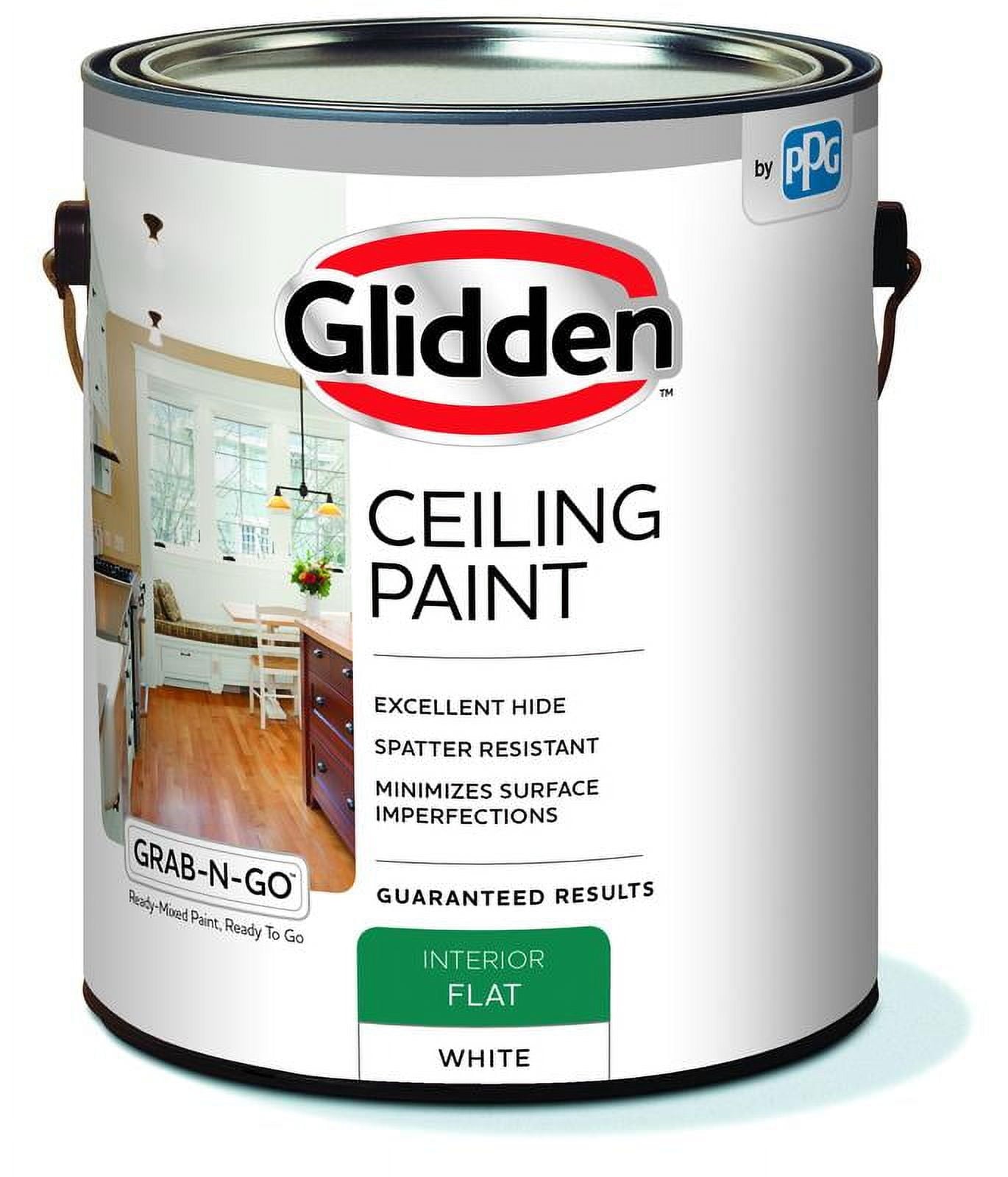 Glidden Grab-N-Go Interior Ceiling Paint Flat, White, 1 Gallon