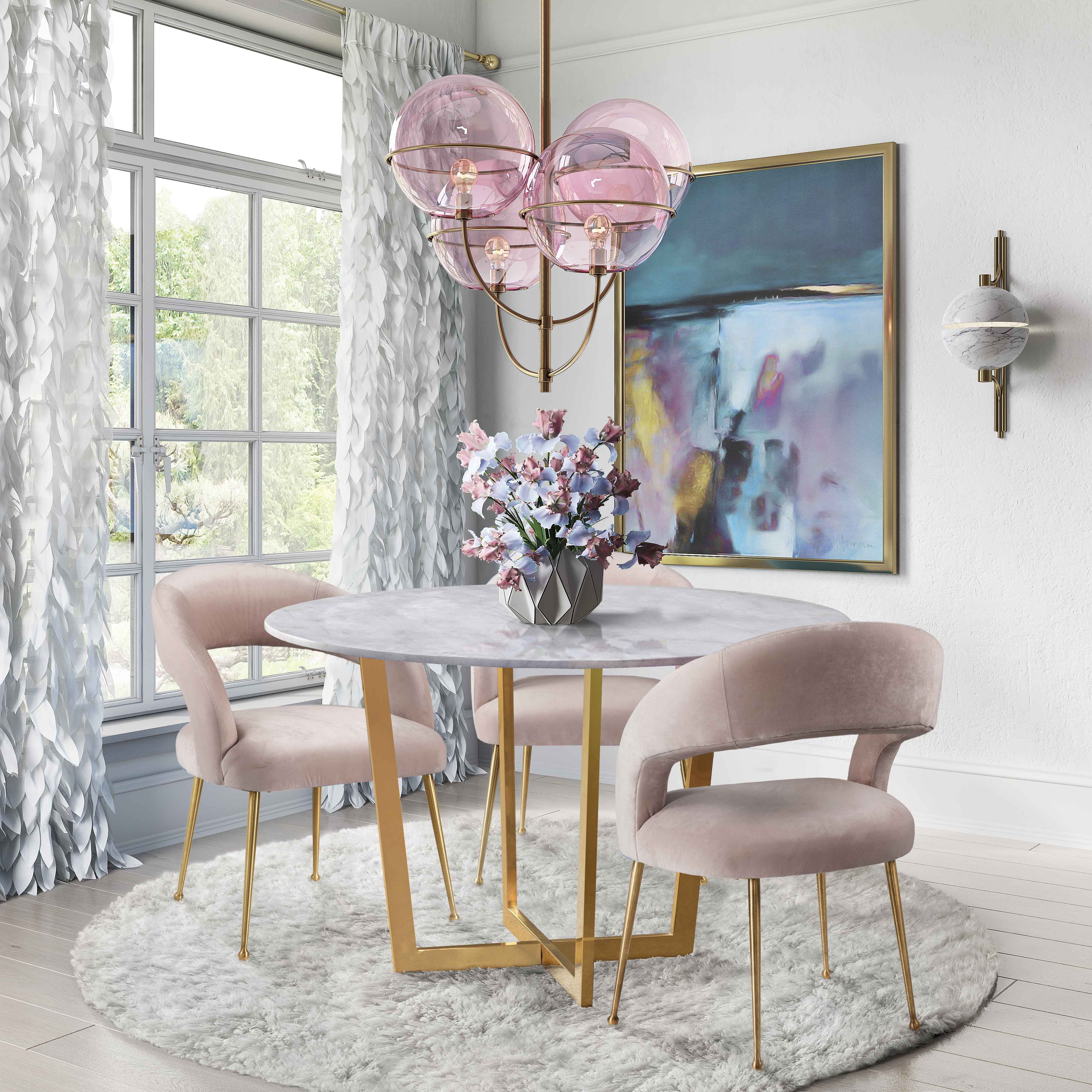 Rocco Open Back Blush Velvet Dining Chair by TOV Furniture