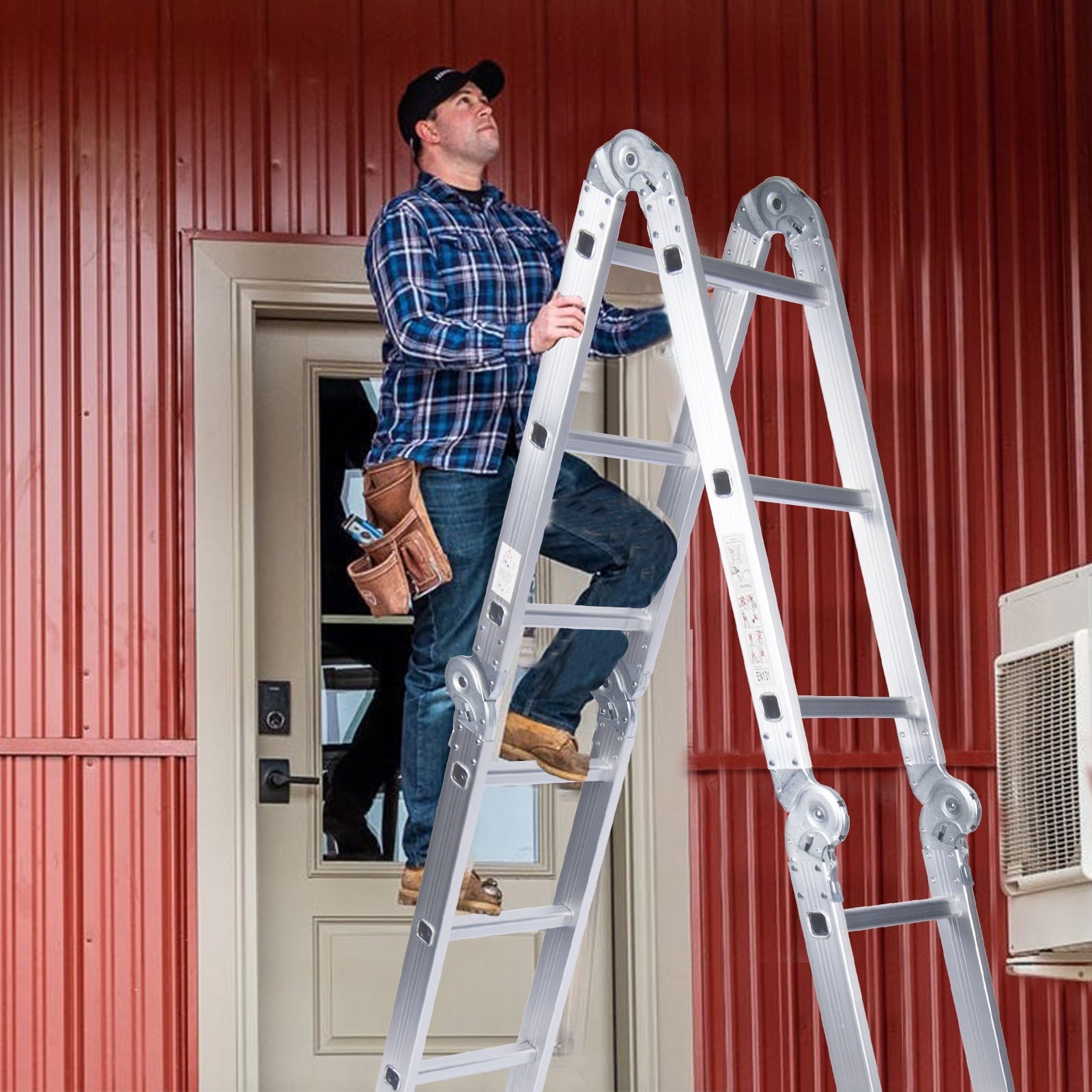 Comie 330lb 12.5ft Multi Purpose Aluminum Folding Step Ladder