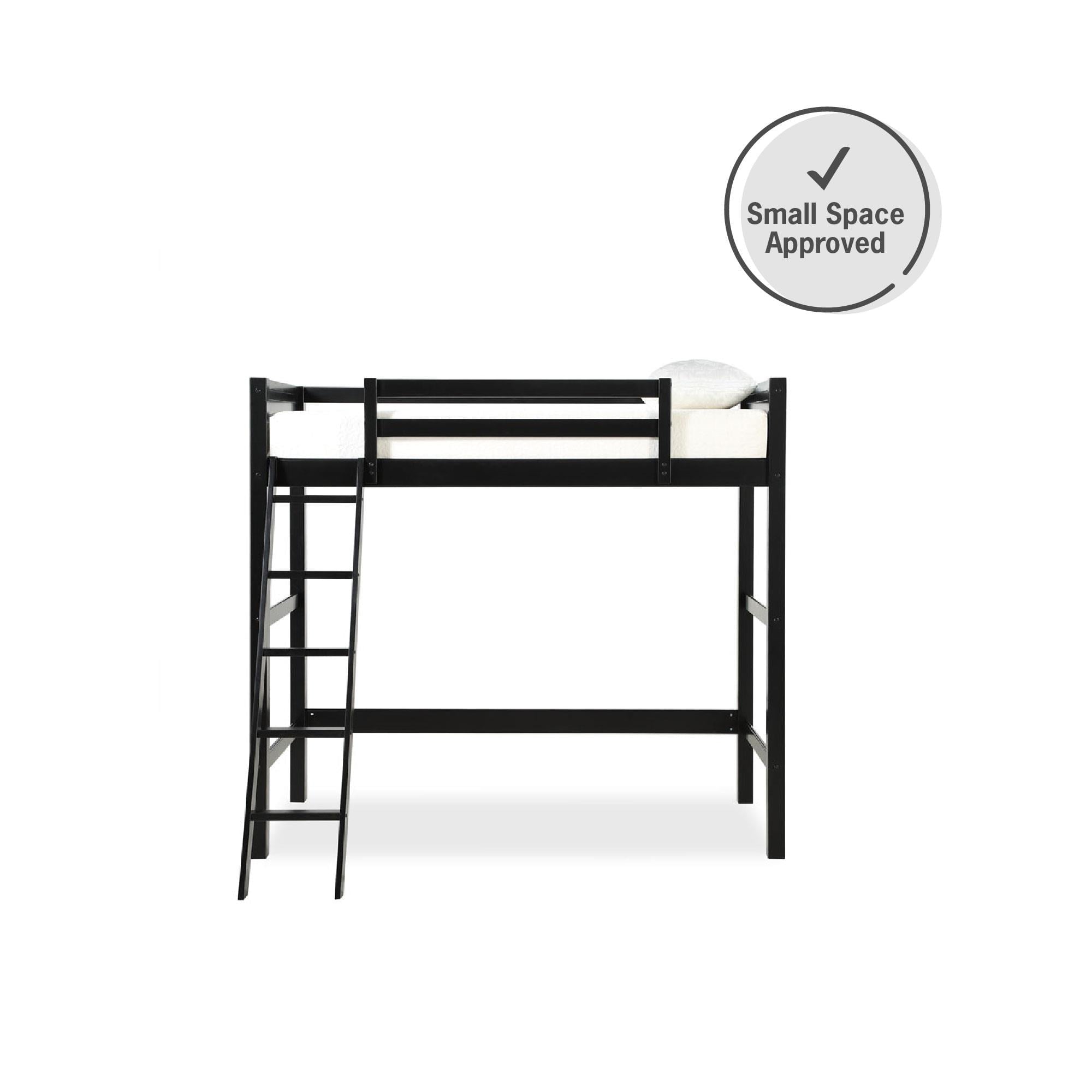 Your Zone Kiarah Twin Loft Bed with Ladder, Black