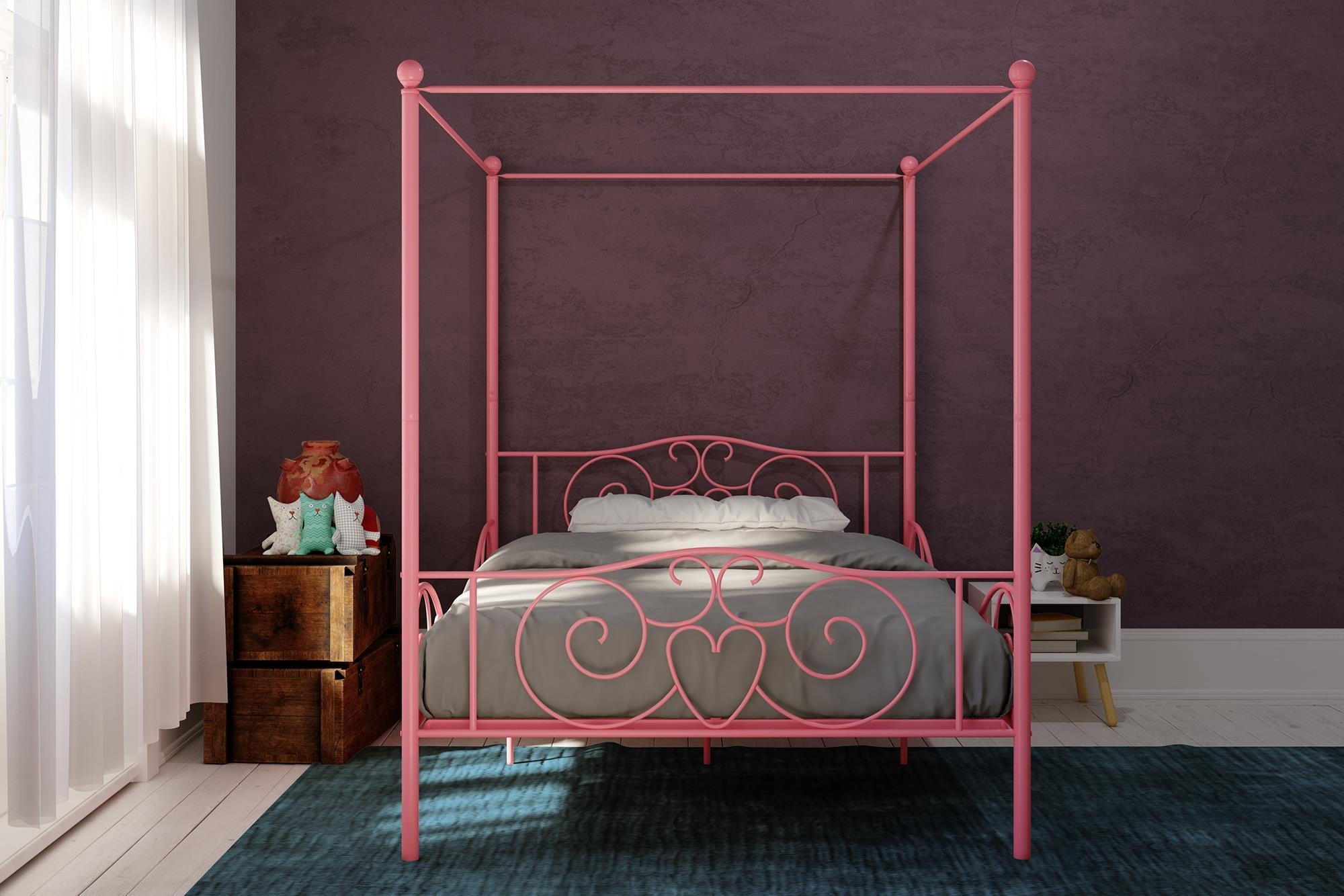 DHP Canopy Metal Bed, Twin, Pink
