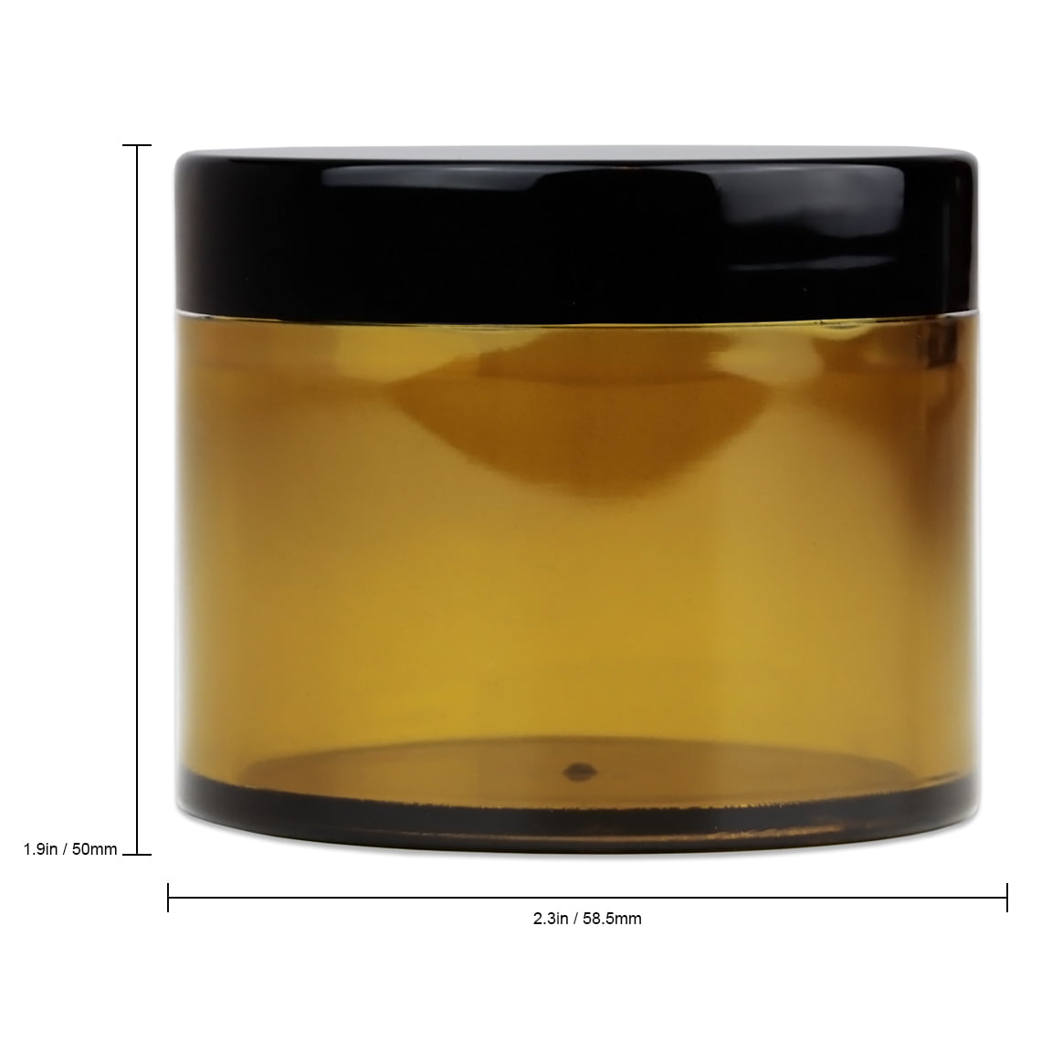 2oz/60g/60ml High Quality Acrylic Leak Proof Amber Container Jars with Black Lids 6pcs