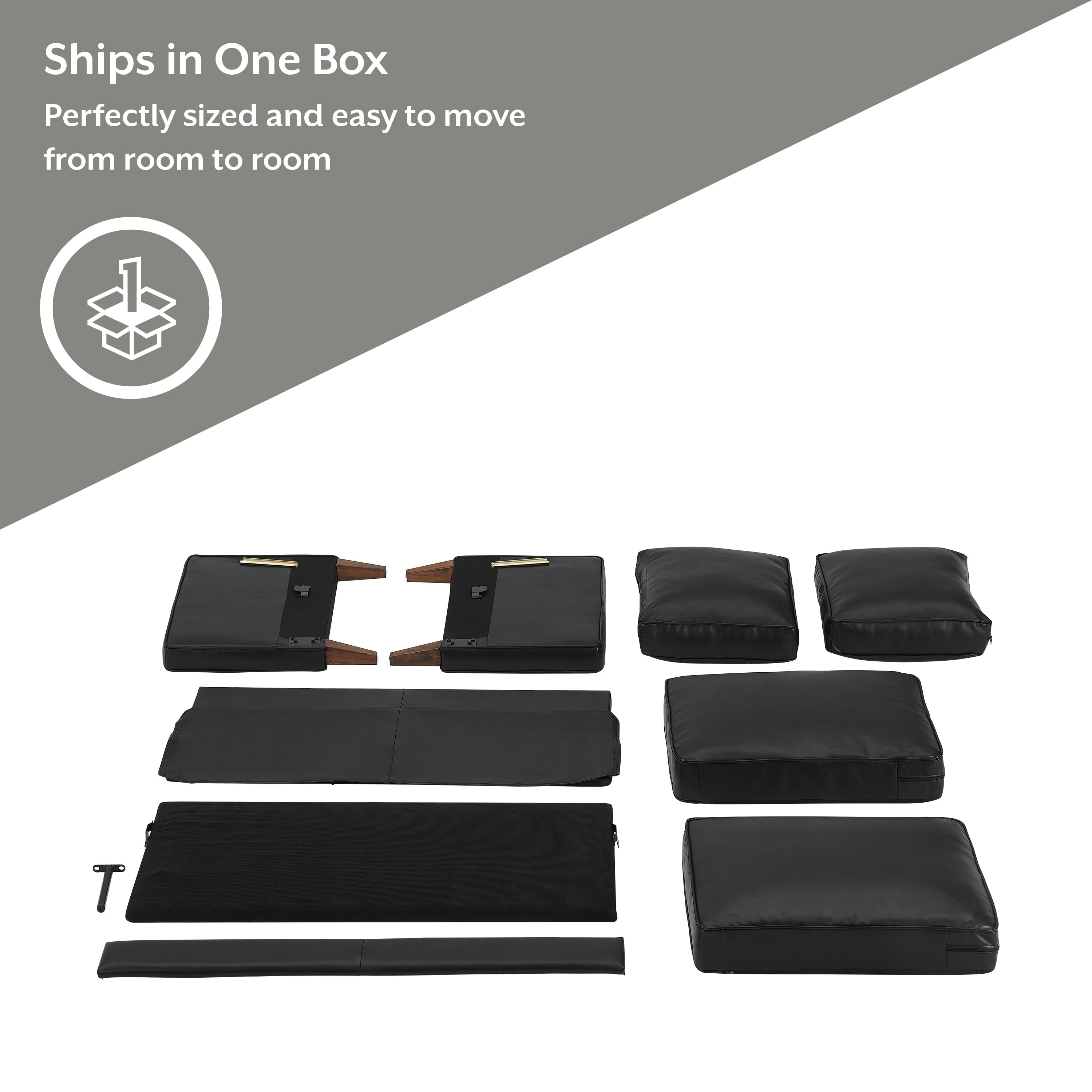 Jianna Faux Leather Loveseat, Black