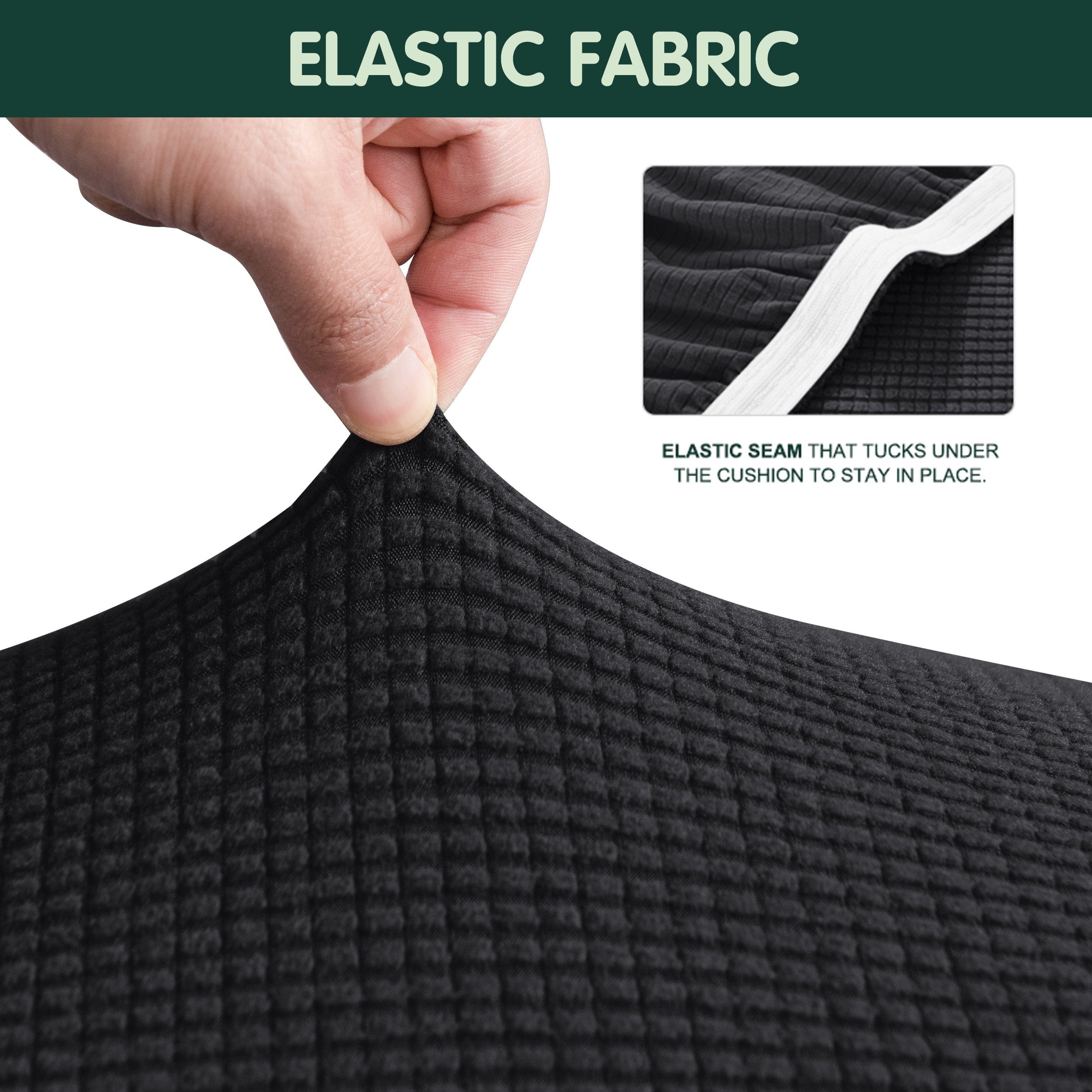 CHUN YI Stretch 2-Piece Checks Sofa Cover with Cushion Cover Slipcover, Sofa, Grey