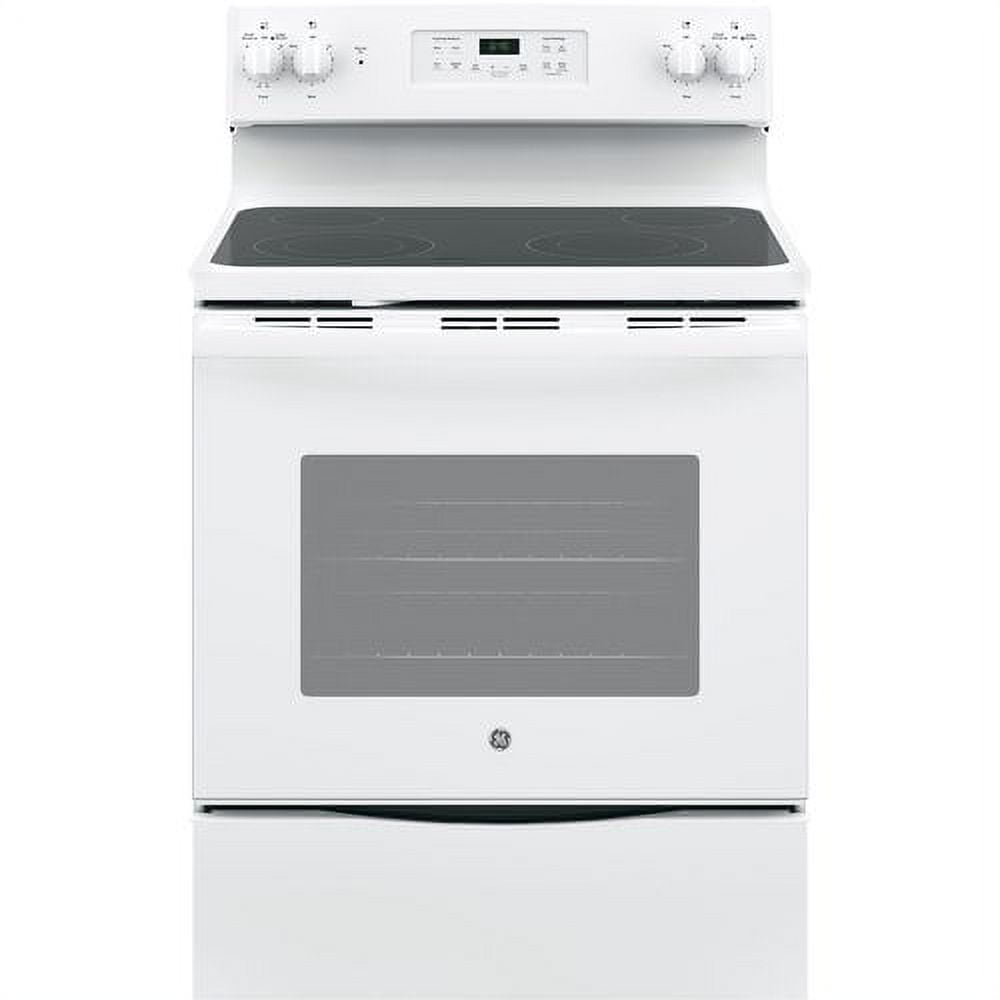 GE® Appliances 30” Free-Standing electric range model JB645RKSS in Stainless Steel. APPROXIMATE DIMENSIONS (HxWxD) 47 Height x 29 7/8 Width x 28 Dimension in. Two 9
