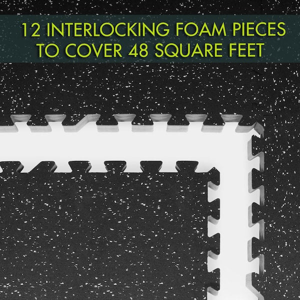 Rubber Top Thick Exercise Puzzle Mat Grey 24 in. x 24 in. x 0.75 in. EVA Foam Interlocking Tiles (12-Pack (48 sq. ft.)