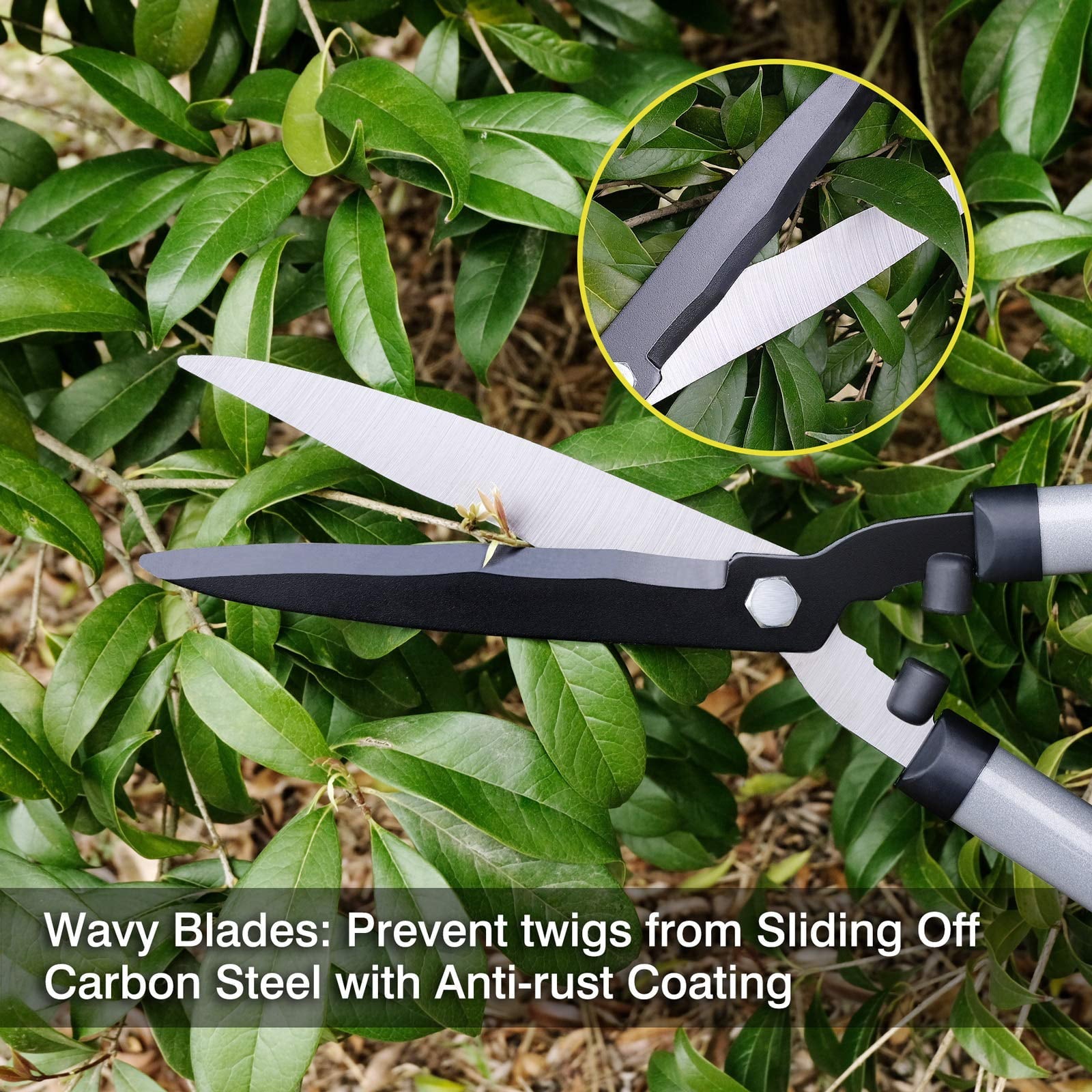 Colwelt 21'' Hedge Clippers , Hedge Shear with Easy Cut Wavy Sharp Blades & Ergonomic Comfortable Handle