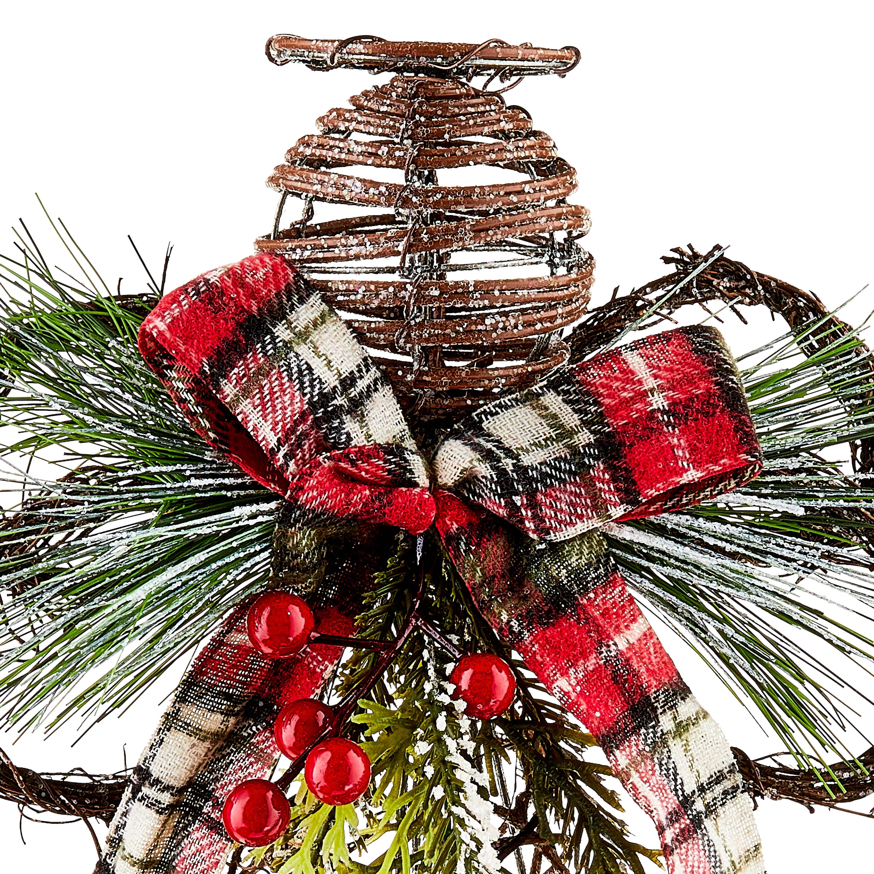 Natural Lodge Rattan Angel Christmas Tree Topper, 12 in, by Holiday Time