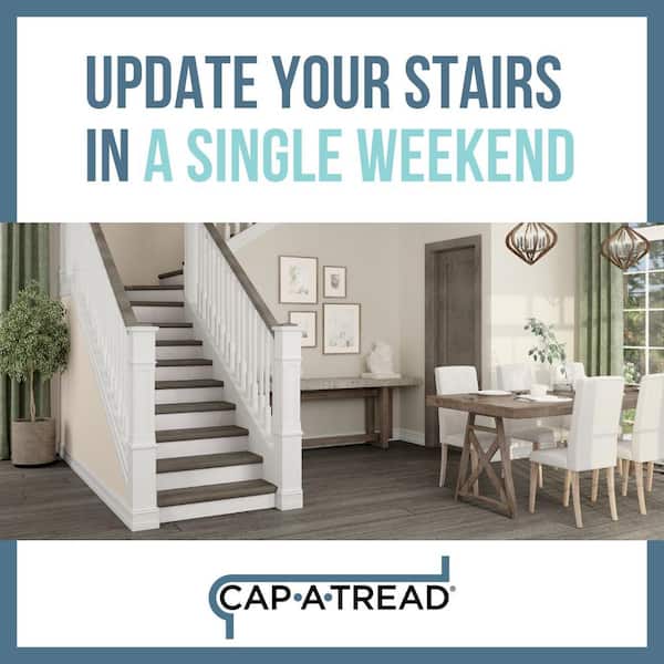 Cobblestone/Applewood/Acacia/Koa 47in.Lx12.15in.Wx1.69in.T Laminate Stair Tread and Reversible Riser Kit Adhesive