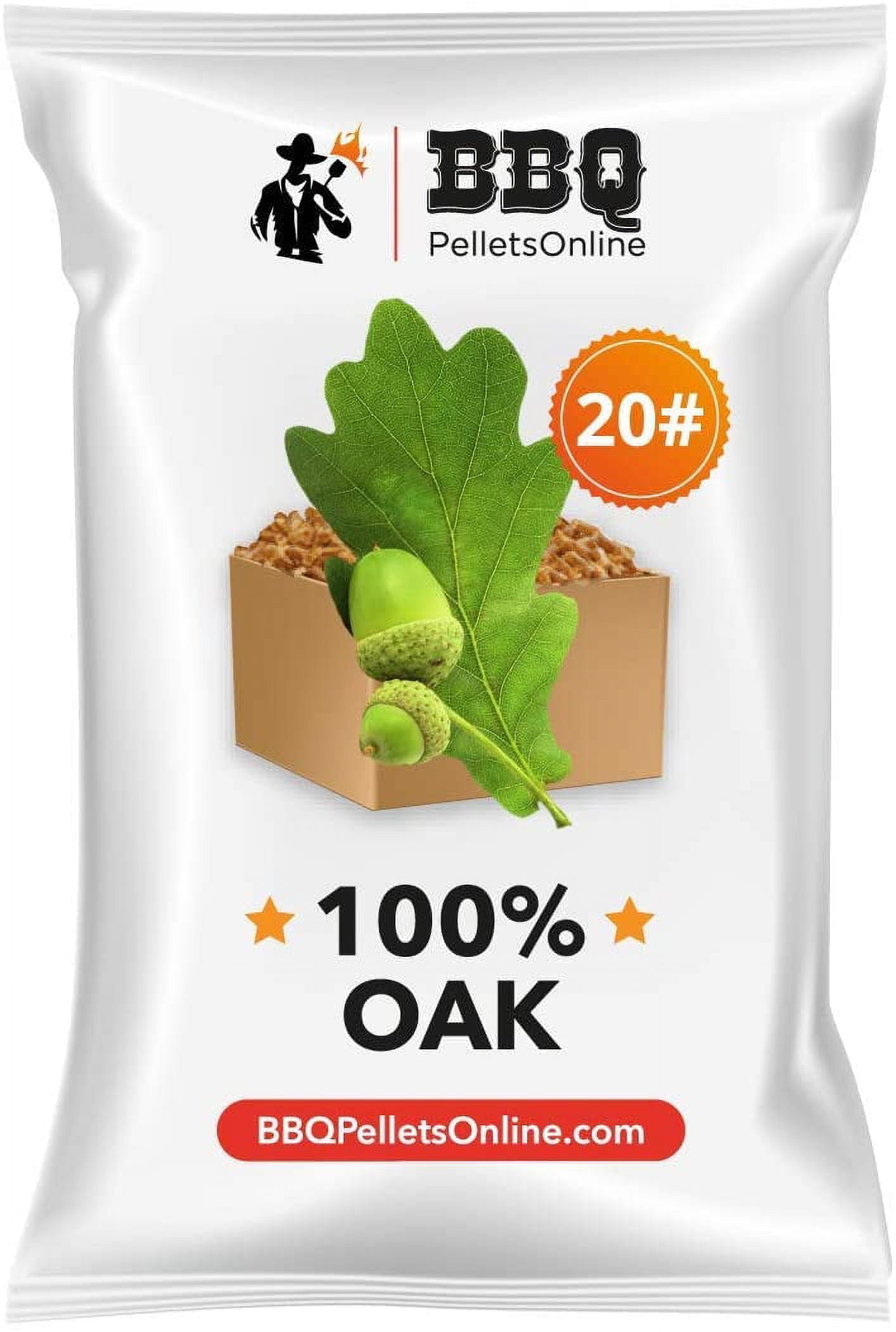 BBQPelletsOnline 100% Oak All Natural Amish-Made BBQ Pellets - 20 Pounds Perfect for Pellet Smokers, Any Outdoor Grill or Pizza Oven | Hot and Strong Smokey Flavor