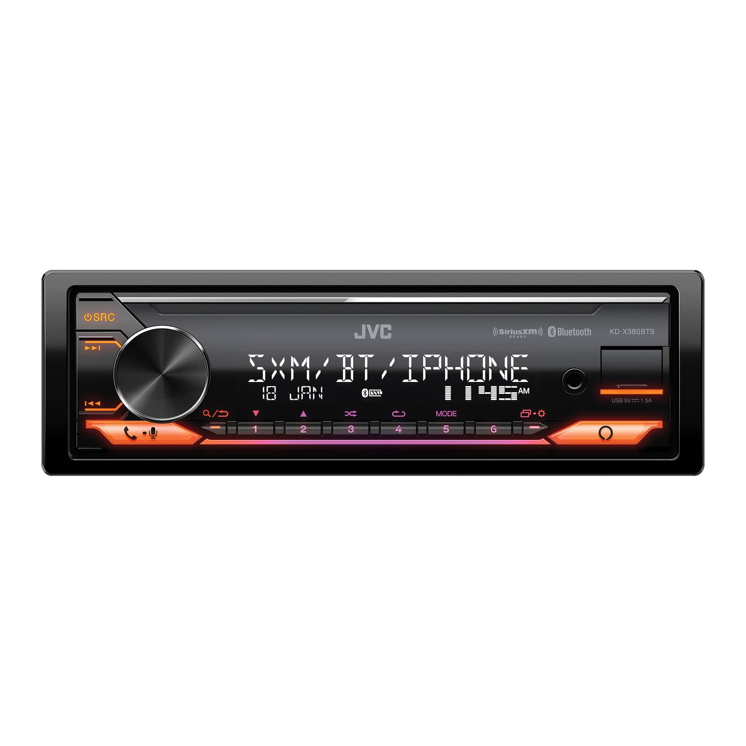 JVC KD-X380BTS KD-X380BTS Car In-Dash Unit, Single-DIN Digital Media Receiver with Bluetooth, Alexa Built-in, and SiriusXM Ready