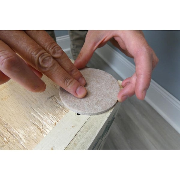4 in. Beige Round Felt Heavy Duty Self-Adhesive Furniture Pads (4-Pack)