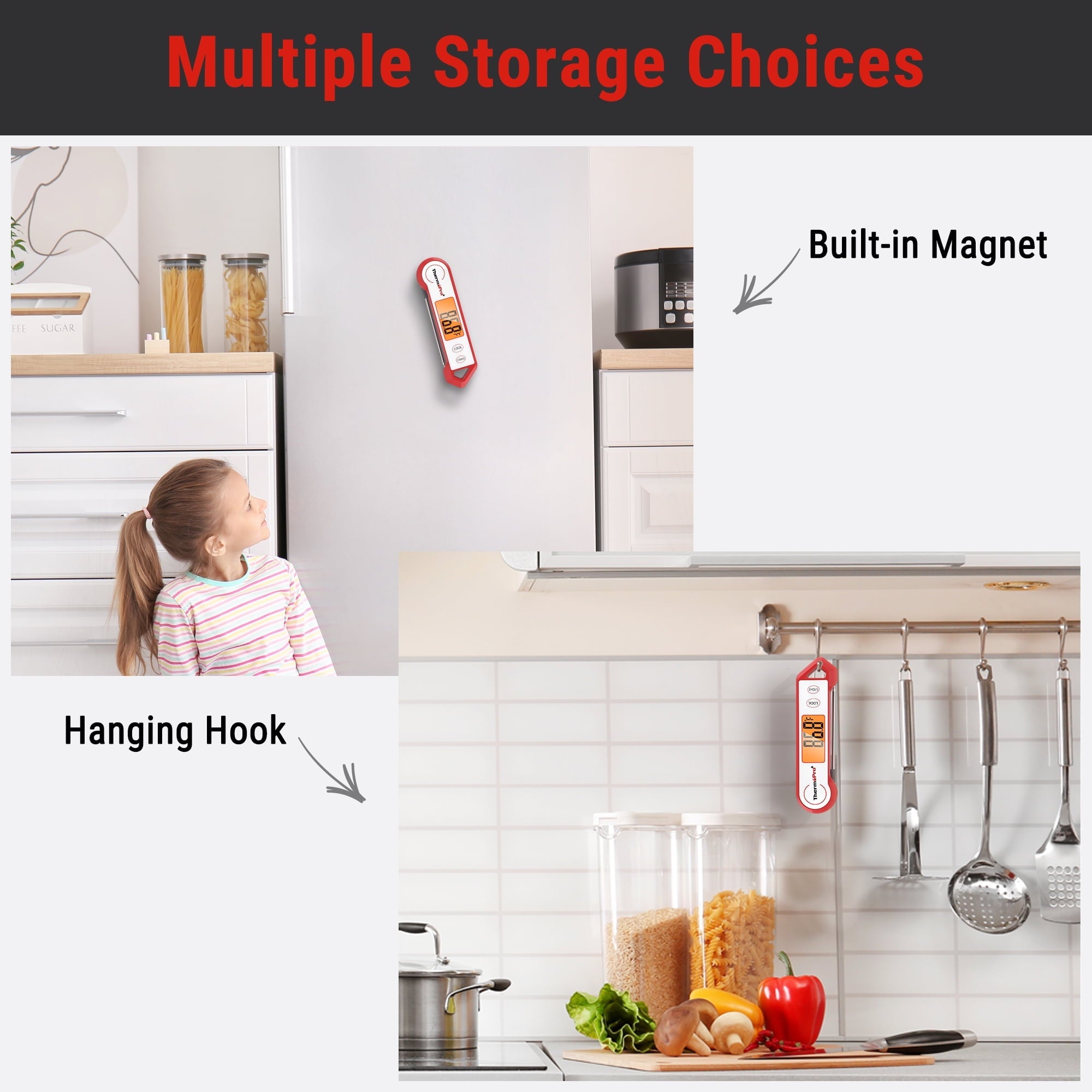 ThermoPro TP19HW Waterproof Meat Thermometer with Magnet, LED Display and Stainless Steel Probe