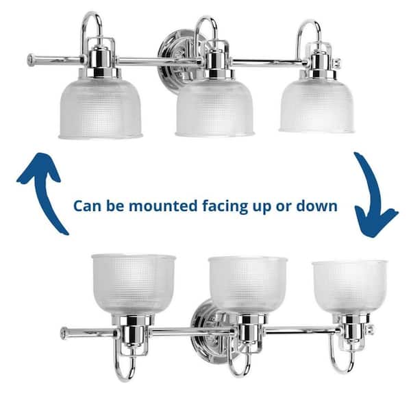 Archie Collection 26-1/2 in. 3-Light Polished Chrome Clear Double Prismatic Glass Coastal Bath Vanity Light