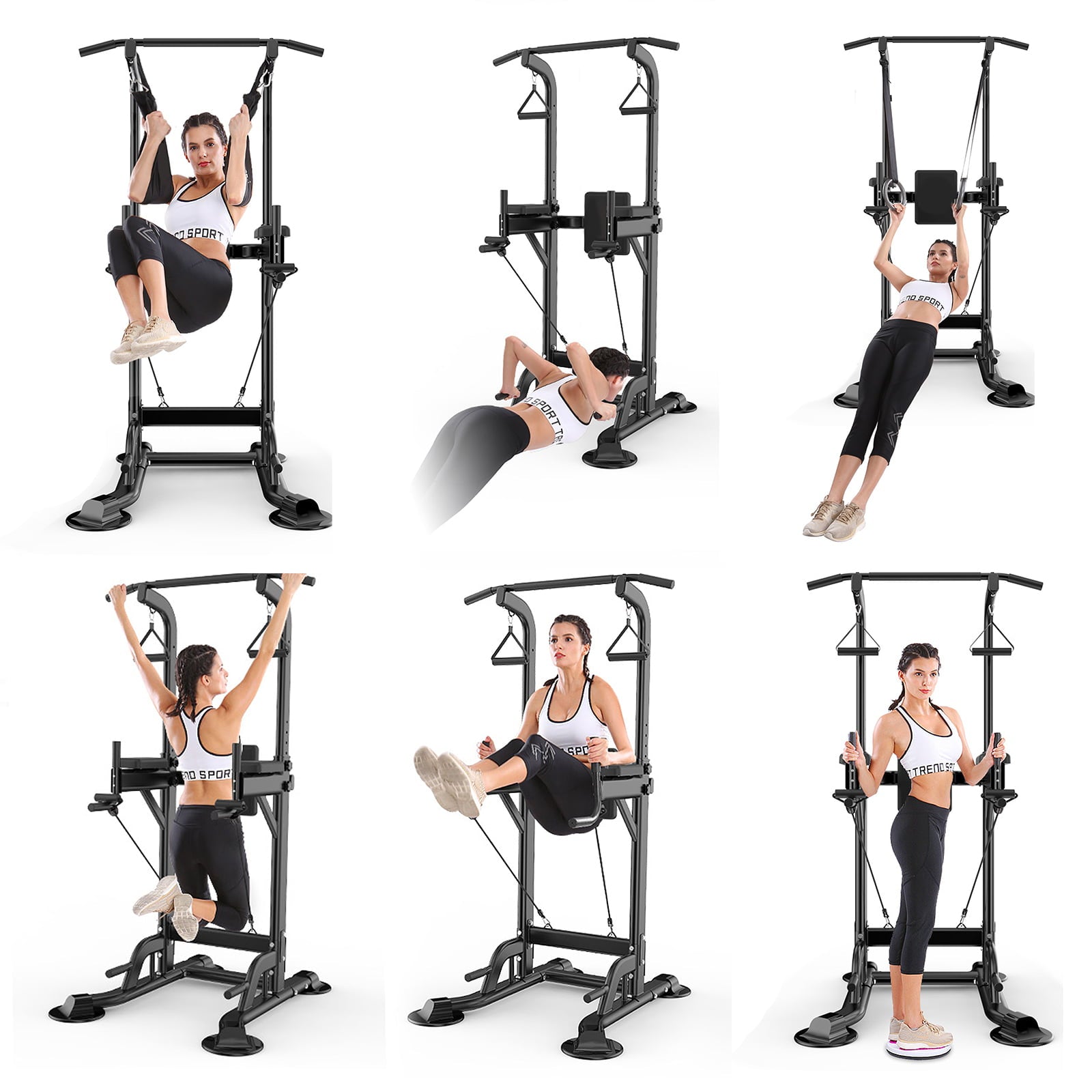 Tappio Multifunction Power Tower Dip Bar Station Pull Up Bar Stand for Home Gym, Adjustable Strength Training Fitness Equipment with Backrest,400lb Capacity