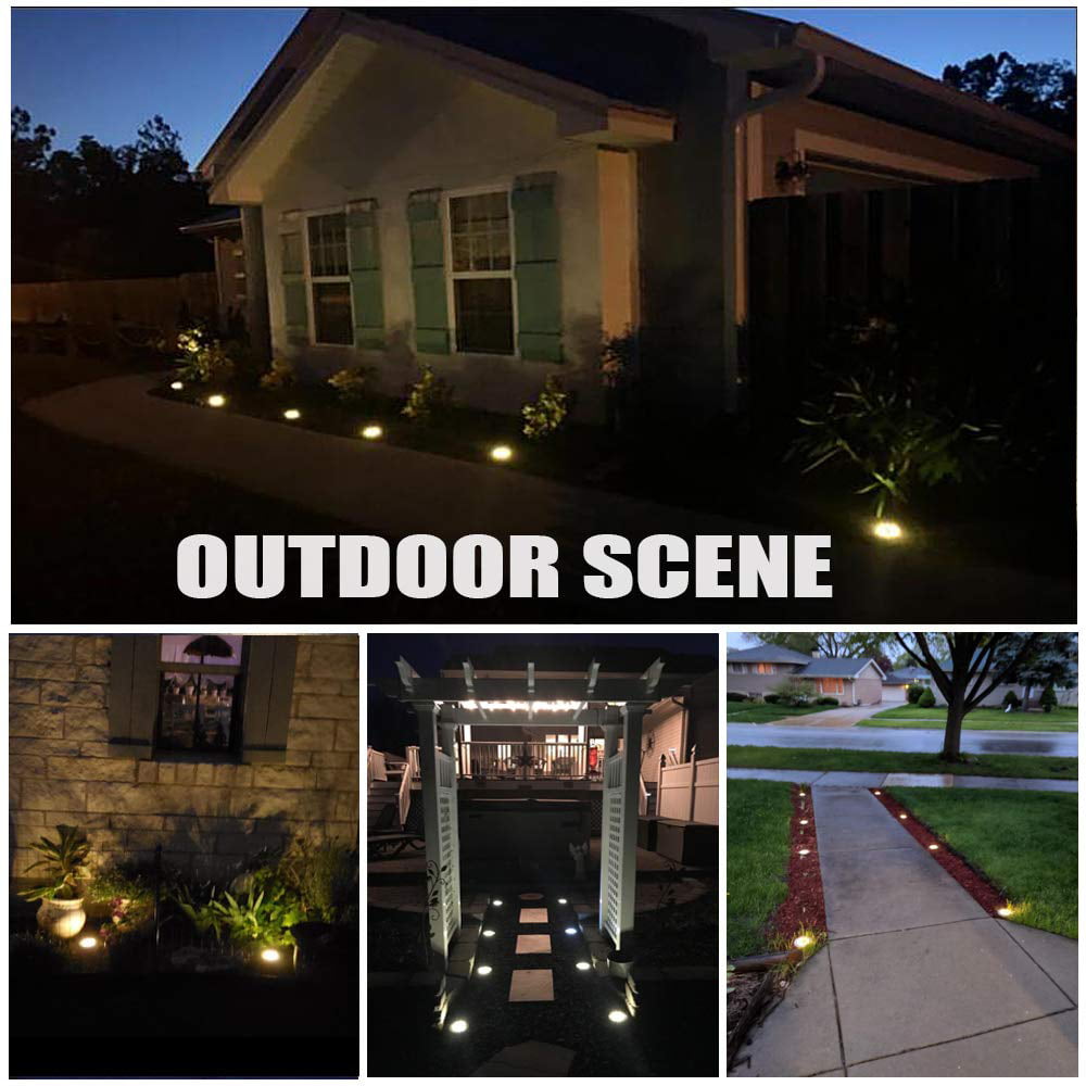 Rirool Solar Ground Lights, 8 LED Solar Disk Lights Outdoor Waterproof for Garden Yard Patio Pathway Lawn Driveway Walkway- Warm White 8 Pack