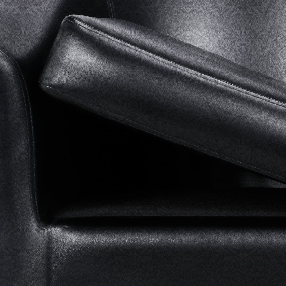 Easyfashion Faux Leather Barrel Accent Chair, Set of 2, Black