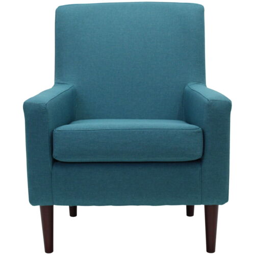 Modern Lounge Arm Chair Teal Polyester Fabric Removable Legs And Seat Cushion