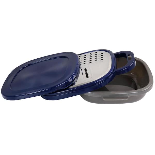 Flat Blue Marine 3-Piece Grater and Container Set in Navy