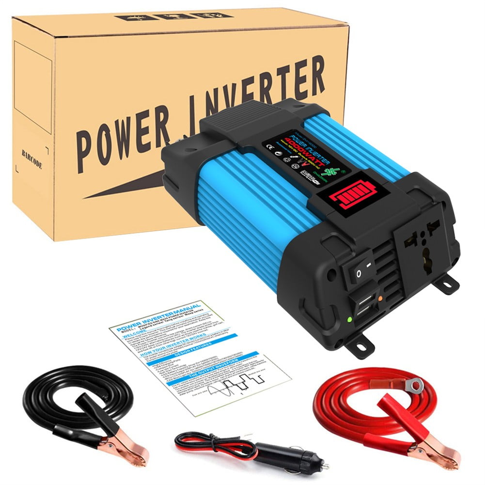 Ruibeauty 4000W Car Power Inverter DC 12V To AC 110/220V Pure Sine Wave 2 USB LCD Display