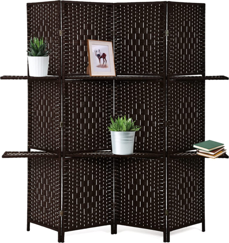 Room Divider 4 Panel Room Screen Divider Wooden Screen Folding Portable Partitio