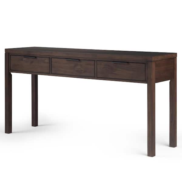 Hollander Solid Wood 60 in. Wide Contemporary Wide Console Table in Warm Walnut Brown