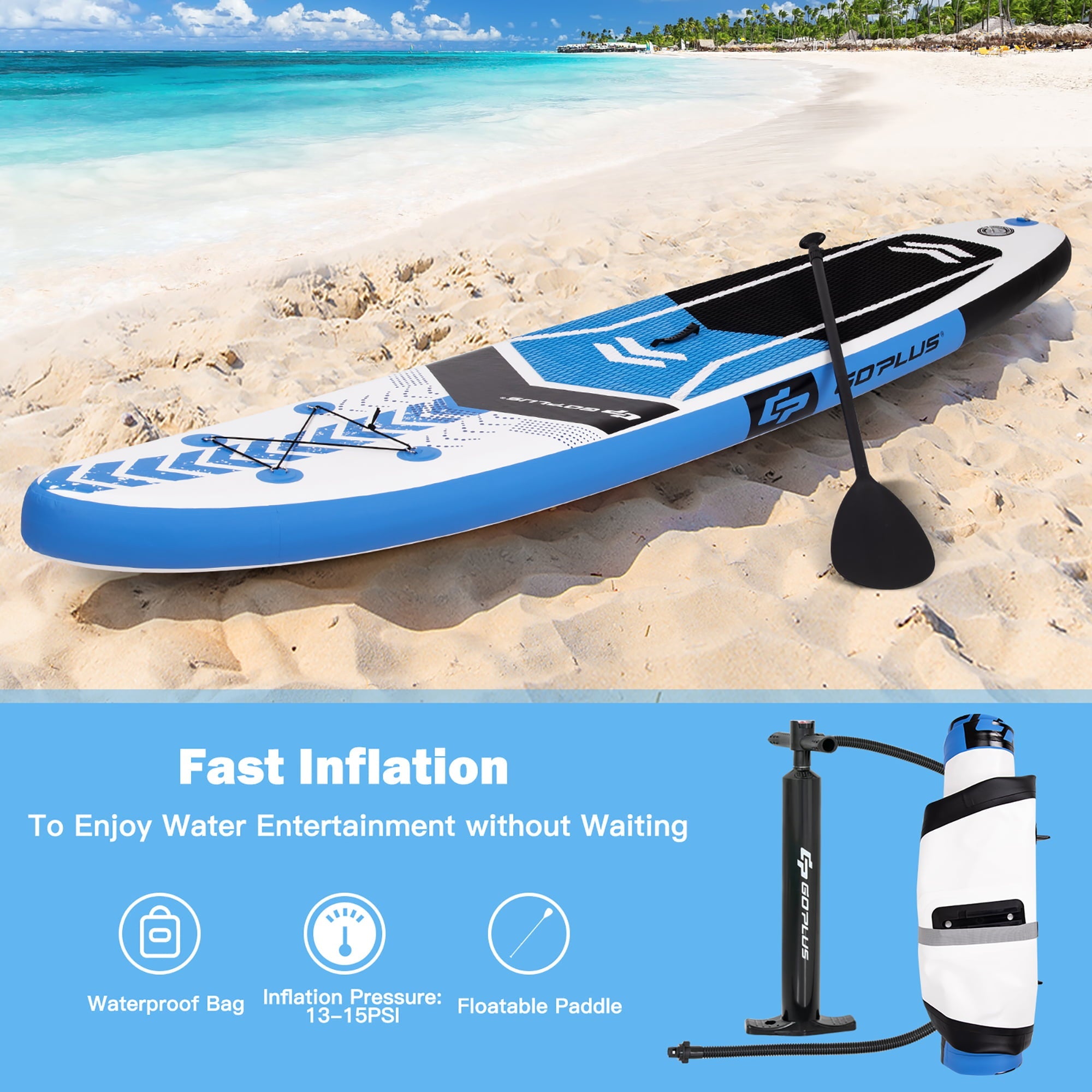 Goplus 10'5'' Inflatable Stand Up Paddle Board SUP with Carrying Bag Aluminum Paddle