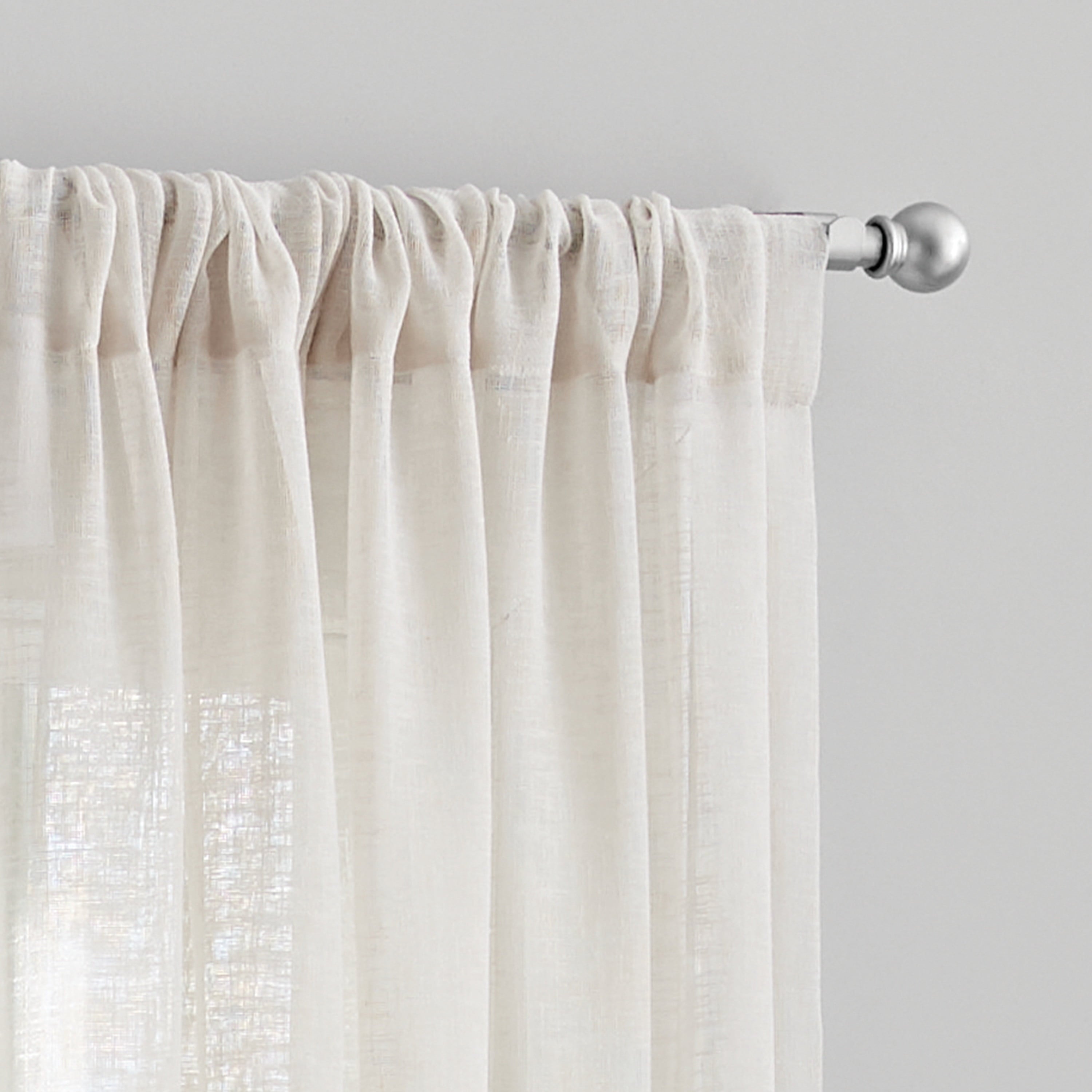 Mainstays Bel Air Polyester Sheer Rod Pocket Single Curtain Panel, Beige, 50