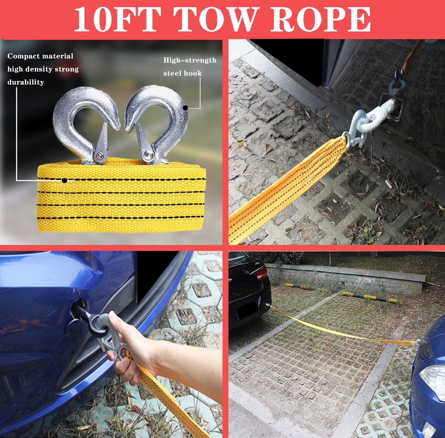 YILAIRIOU Car Emergency Roadside Kit- Safety Kits for Cars, Car Jumper Cables Kit 11.8 Foot (Upgrade) 124 Pcs Car Tool Kit,Tow Strap, Folding Survival Shovel