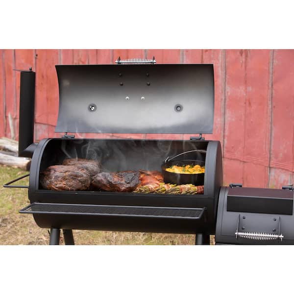 Highland Offset Charcoal Smoker and Grill in Black with 900 sq. in. Cooking Space