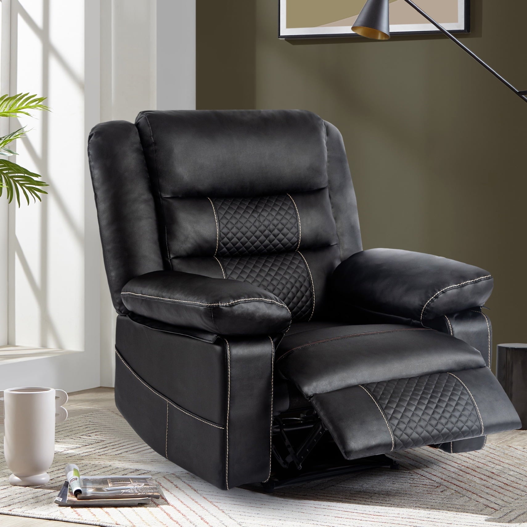 Large Recliner Chair Dual OKIN Motor Rocking Recliner Chair with Infinite Position and USB Charge Port 240 Degree Swivel Rocker Recliner Super Comfortable Single Sofa Reclining Chair for Living Room,