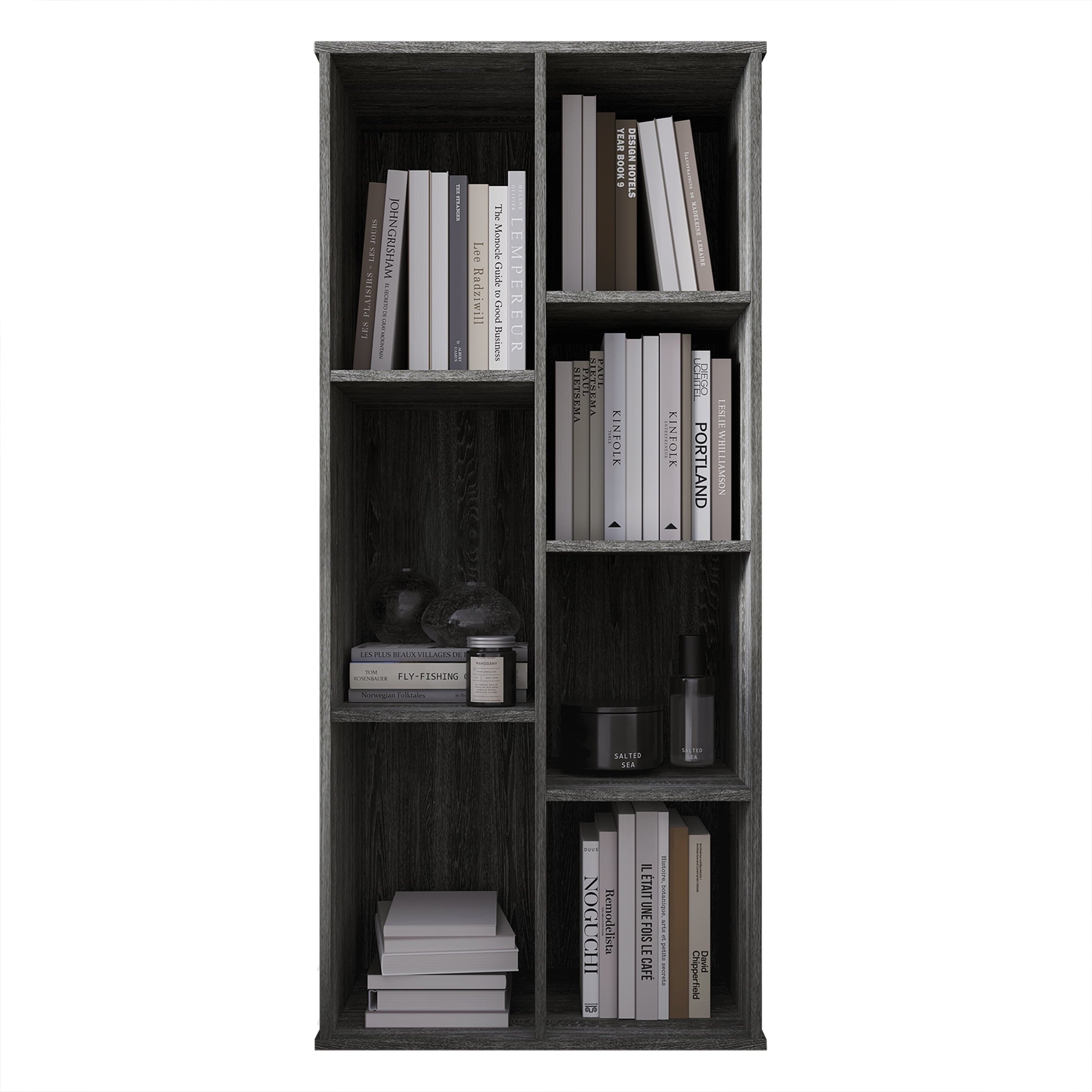 Castle Place Simple 7-Cube Open Shelf Bookcase, Dark Grey