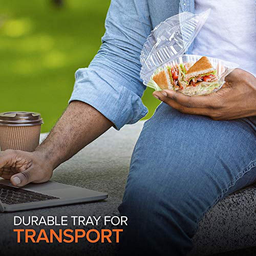 Stock Your Home Plastic 5 x 5 Inch Clamshell Takeout Tray (50 Count) - Dessert Containers - Plastic Hinged Food Container