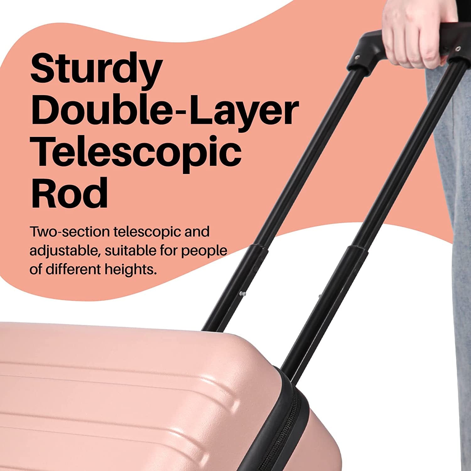 Suitcase AnyZip PC ABS Hardside Lightweight Luggage with 4 Universal Wheels TSA Lock Carry On 20 Inch USB Pink