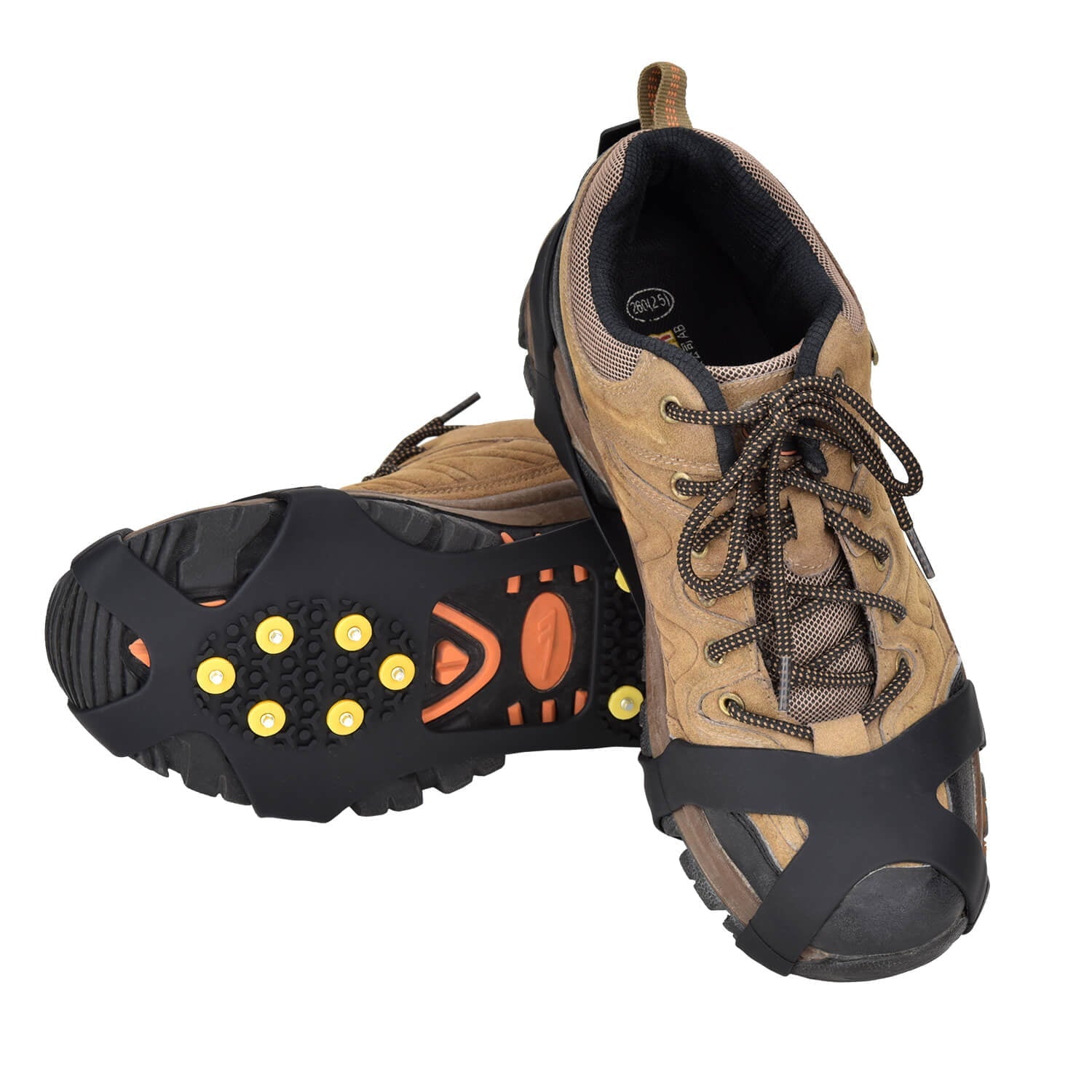 Manledio Ice Cleats for Shoes and Boots - Stainless Steel Studs Crampons for Non-Slip Traction on Snow and Ice - Anti-Slip Grips and Spikes for Hiking Walking and Winter Workers on Slippery Surfaces