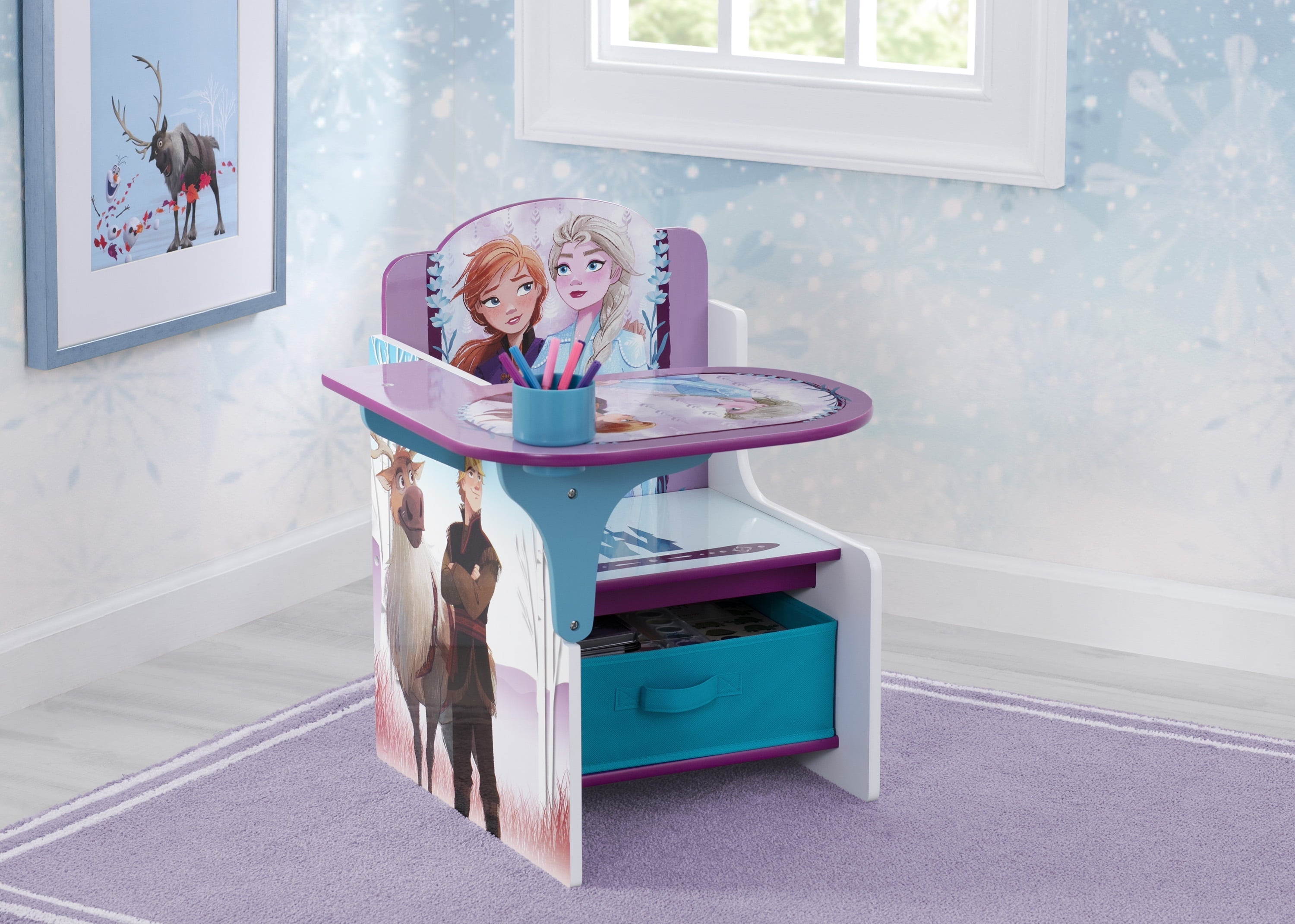 Disney Frozen II Chair Desk with Storage Bin by Delta Children, Greenguard Gold Certified