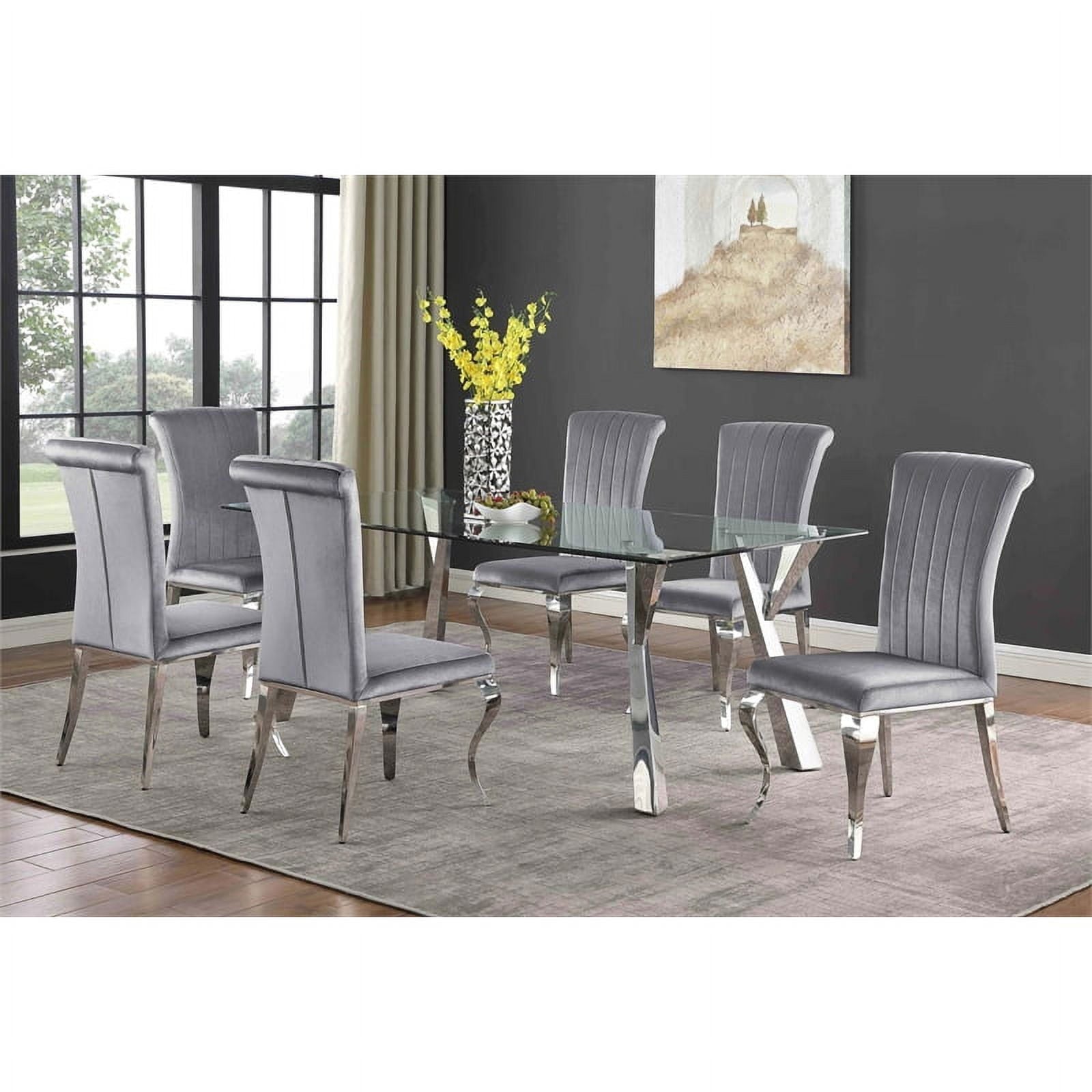 Alaia Rectangular Glass Top Dining Table Clear and Chrome