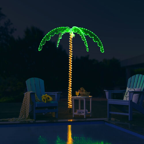7 FT LED Rope Light Tropical Palm Tree Pre-Lit Artificial Palm Tree Decor