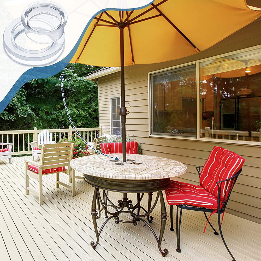 Elbourn 2 Inch Patio Table Umbrella Hole Ring with Cap Set Silicone Thicker Hole Ring for Patio, Garden, Beach Table (18Pcs Black)