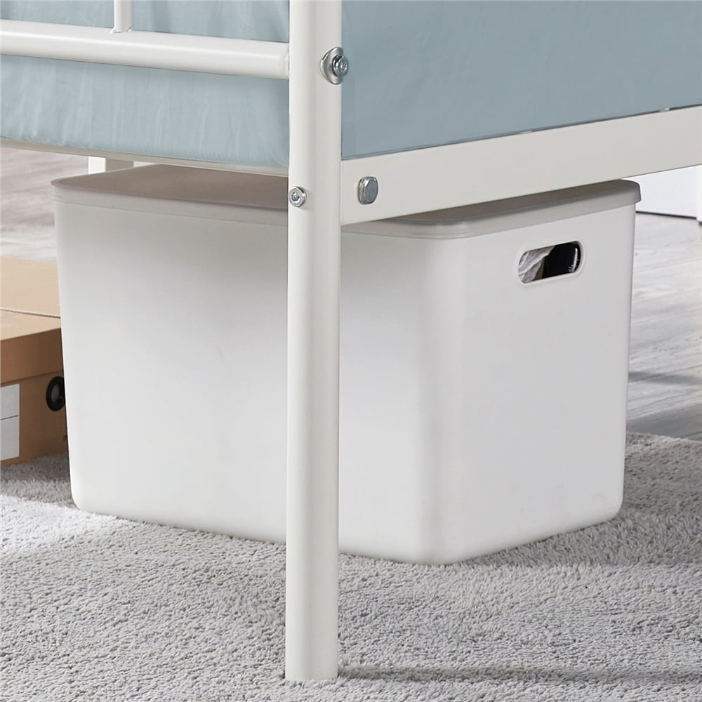 Topeakmart Metal Twin Bed Frame Slatted Bed Base with Headboard and Footboard, White