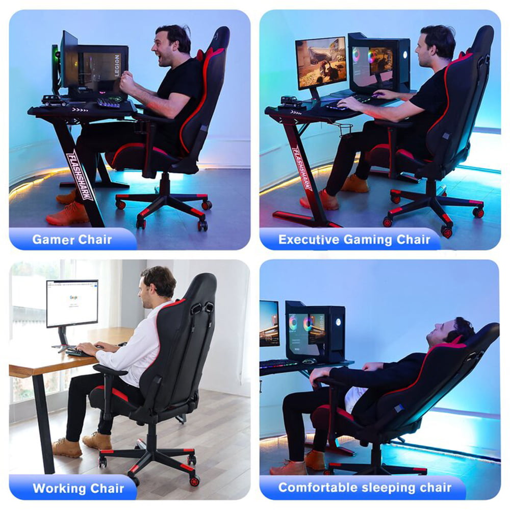 HomeZeer High Back Ergonomic PU Leather Gaming Chair Office Chair, Red