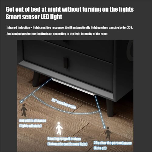 Bedside tables Nightstand With Fingerprint Lock Drawer, Smart Nightstand