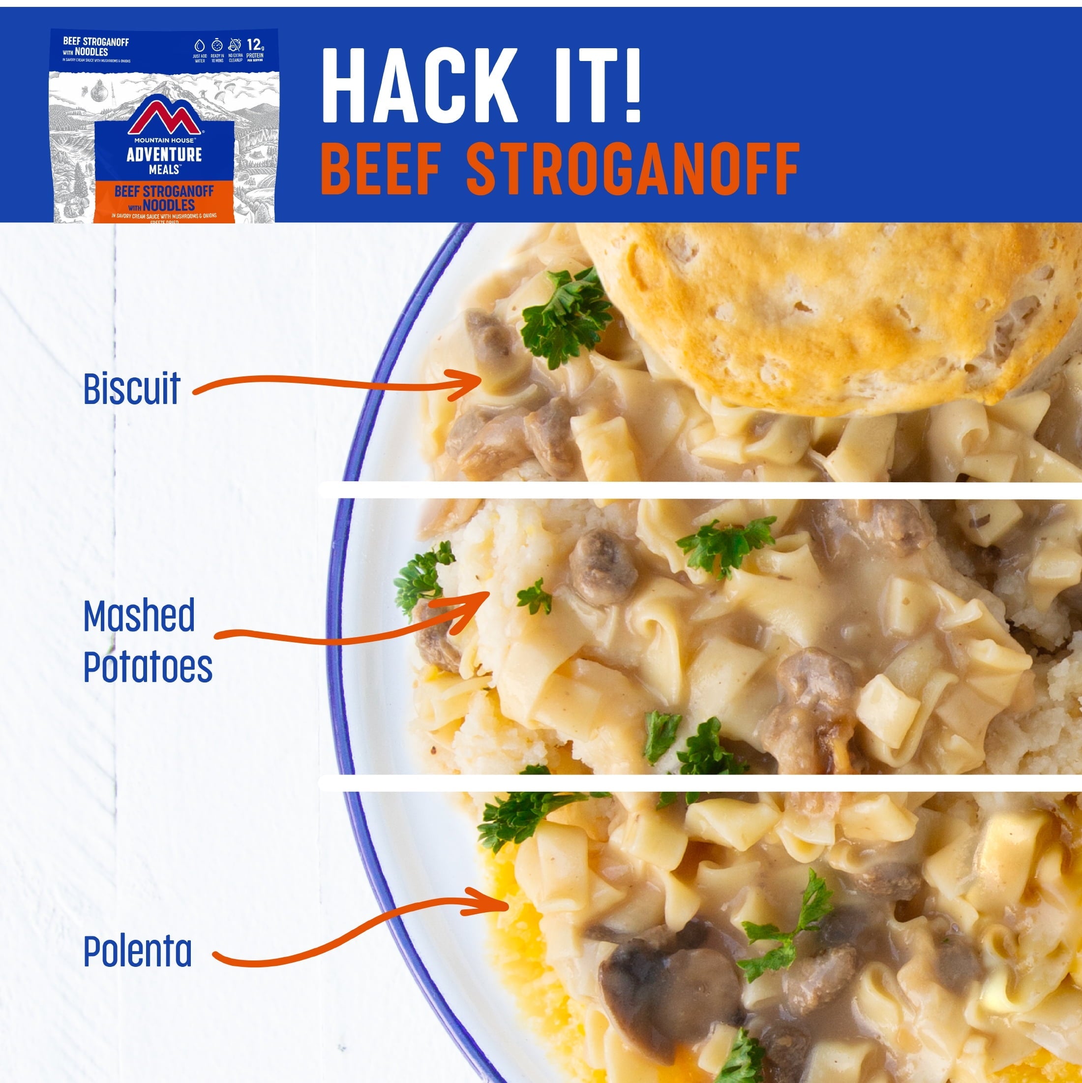 Mountain House Beef Stroganoff w/Noodles, Freeze-Dried Food, 2 Servings
