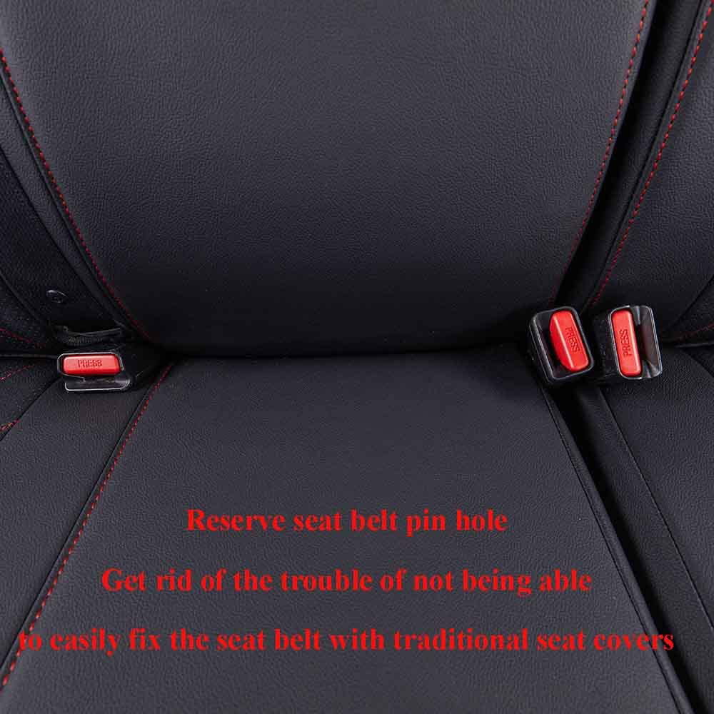 EKR Custom Fit Tacoma Leather Car Seat Covers for Toyota Tacoma 2016 2017 2018 2019 2020 2021 2022 2023 /Double Cab - Full Set,Leather(Black with Red Trim)