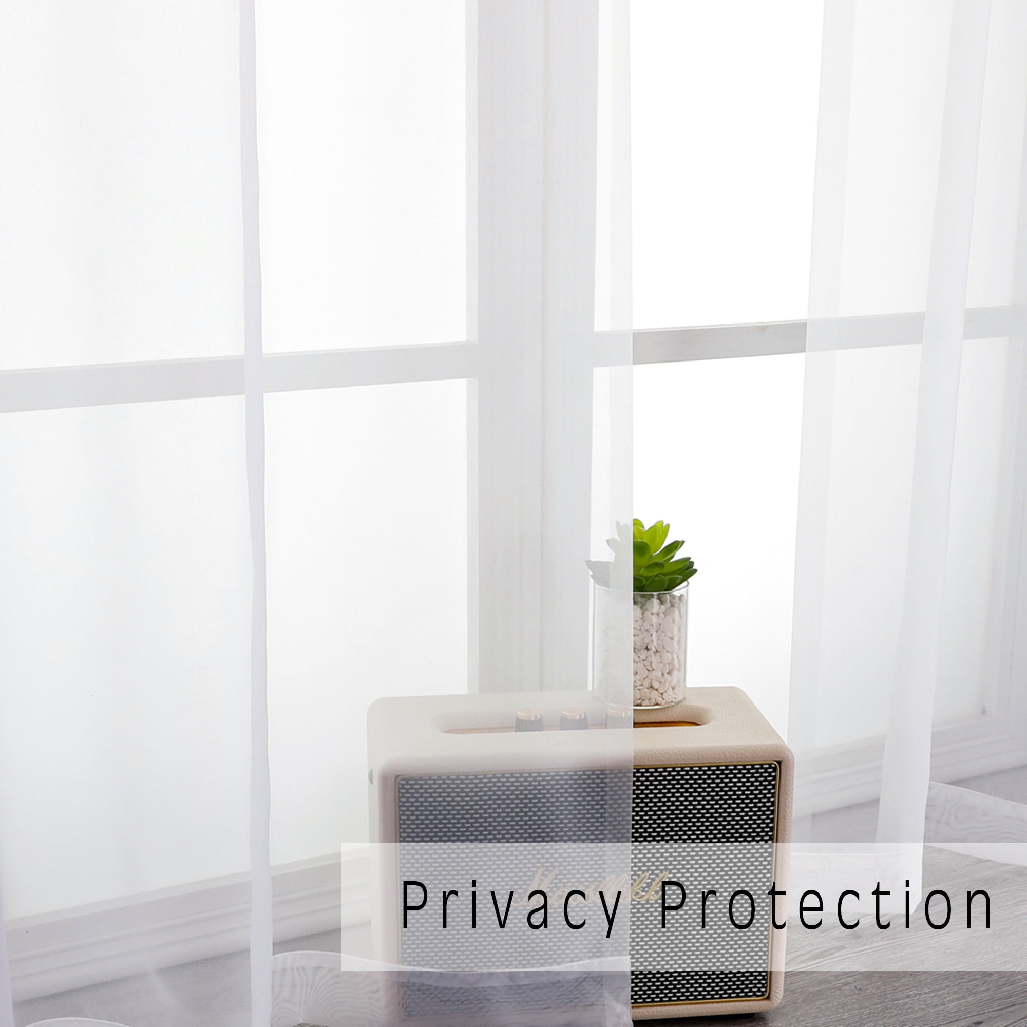 OVZME White Sheer Curtains 84 Inch Length 4 Panels, Semi Transparent Voile Rod Pocket Sheer Window Drapes for Bedroom Bed Canopy Living Room Dining Wedding Party Backdrop, 4 Pack of 40W x 84L inch